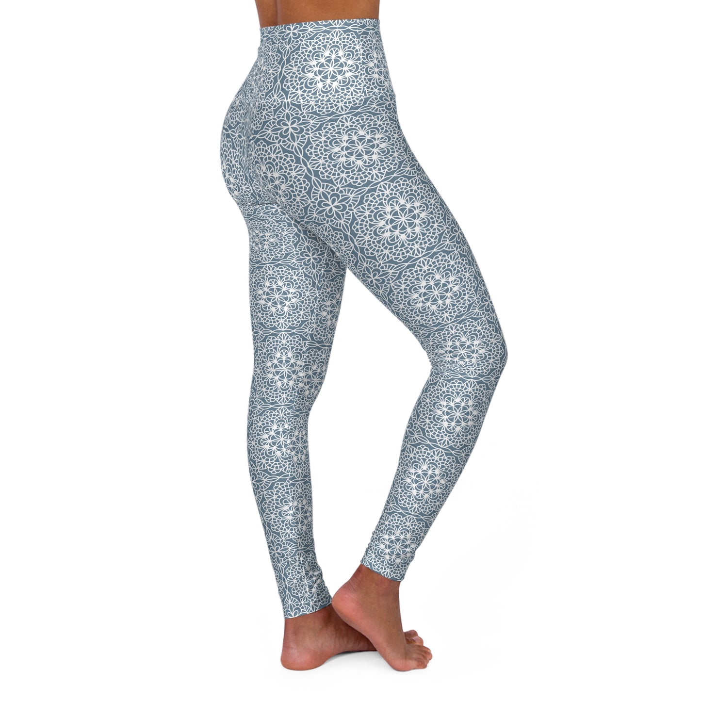 High-Waisted Lace-Pattern Yoga Leggings — Women's Athletic Tights