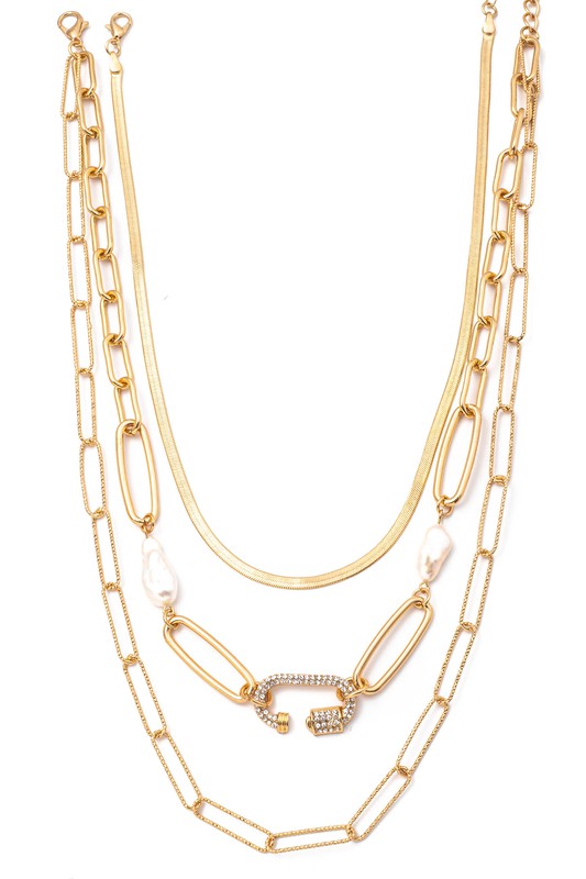 Mixed 3 Layered Chains Necklace - Touch Me Textures